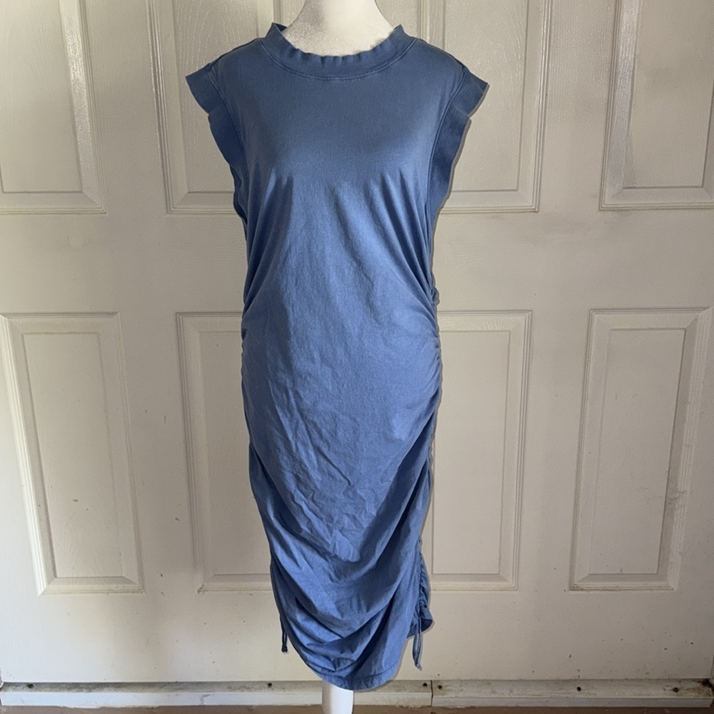 Daily Practice By Anthropologie Light Blue Sleeveless Ruched Dress - Picture 5 of 12
